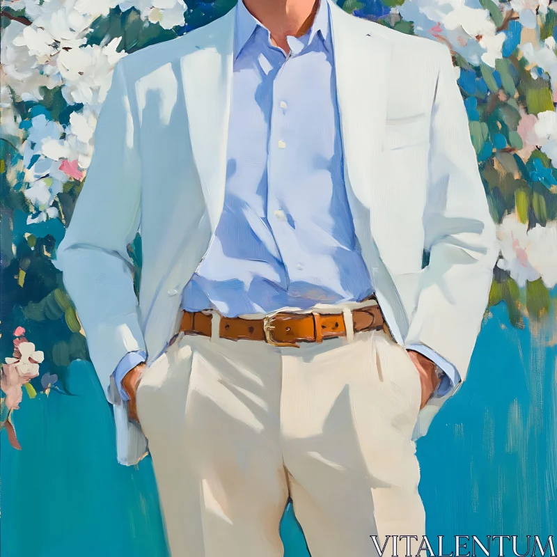 Summer Style: Man in White Blazer AI Image