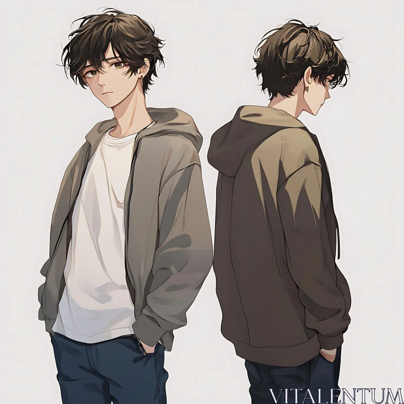 Anime Character Design - Casual Outfit AI Image