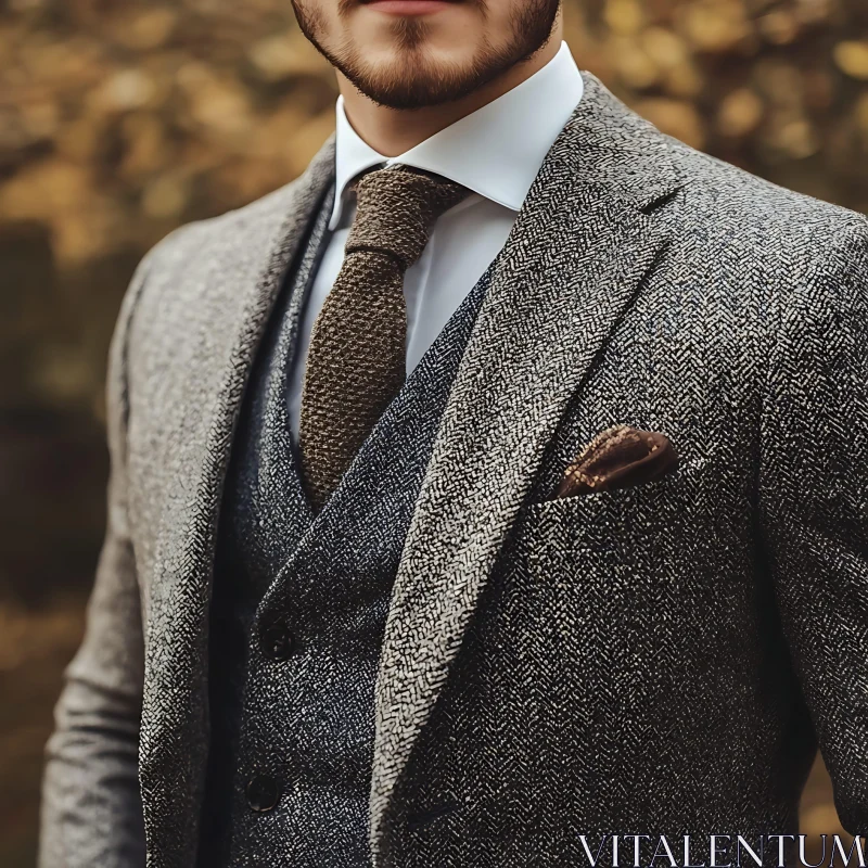 Elegant Grey Suit for Men AI Image