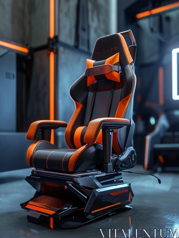 Modern Ergonomic Gaming Seat in Orange and Black AI Image