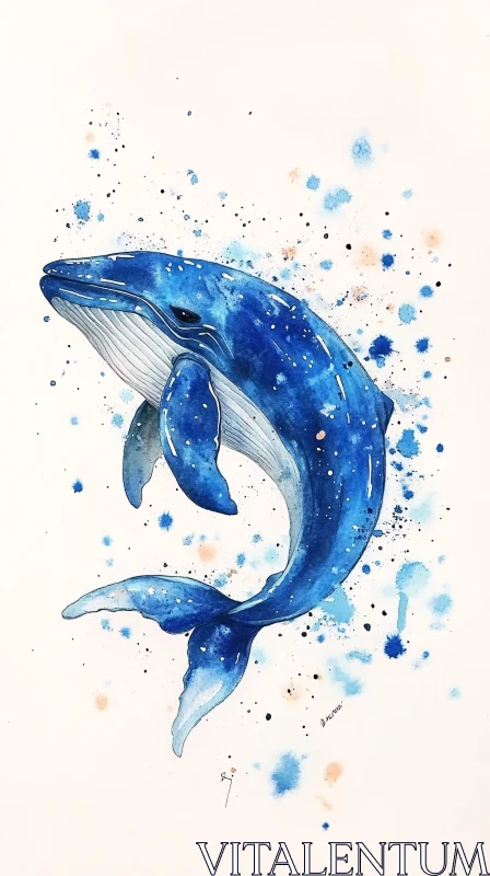 Watercolor Whale Art AI Image