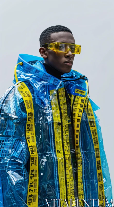 AI ART Innovative Fashion: Blue and Yellow Streetwear