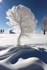 Artistic Frozen Tree in Snowy Landscape