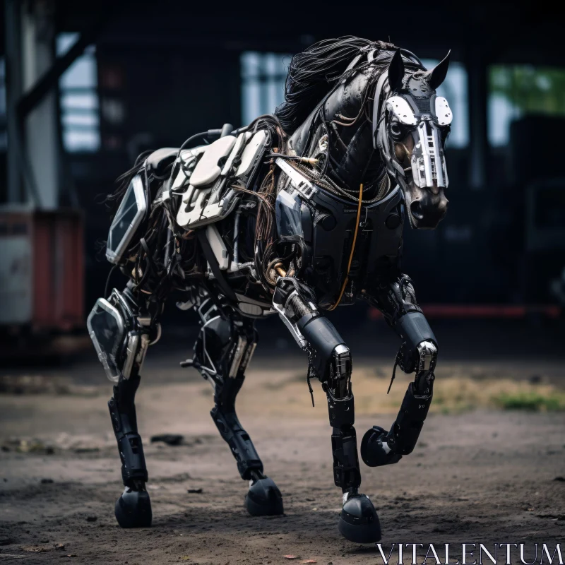 AI ART Cybernetic Horse in Industrial Setting