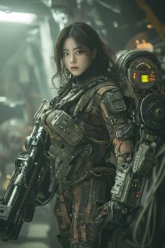 Female Soldier in High-Tech Armor