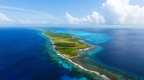 Panoramic View of an Island with Turquoise Waters