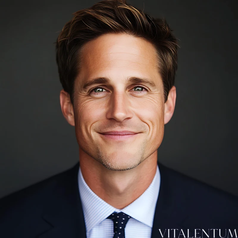 Portrait of a Smiling Man in Formal Attire AI Image