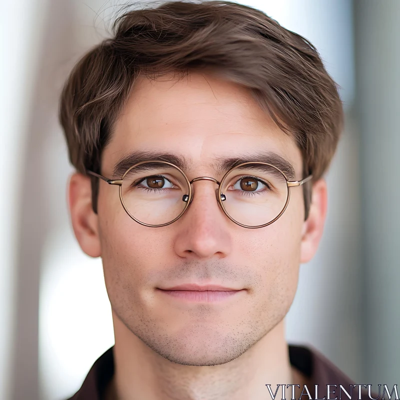 AI ART Serene Man in Round Glasses