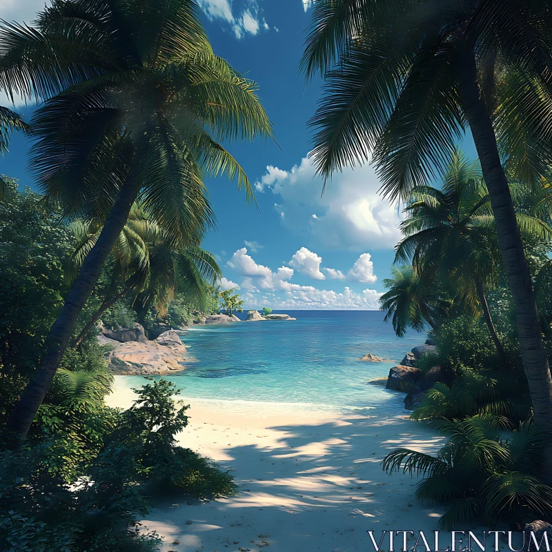 AI ART Idyllic Tropical Beach Scene