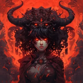 Intense Mythical Portrait in Red