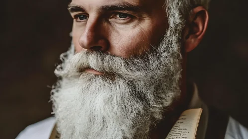 Contemplative Man with Beard and Book