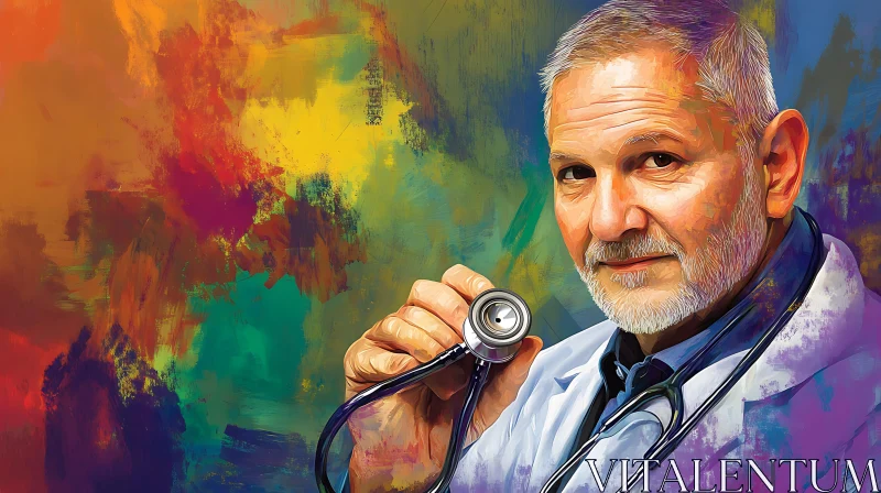 Abstract Doctor Portrait with Stethoscope AI Image