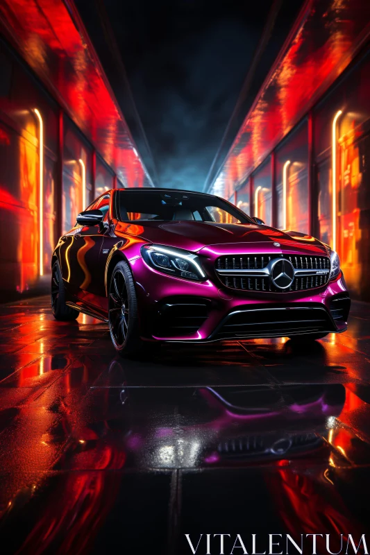 AI ART Luxury Car with Neon Reflections