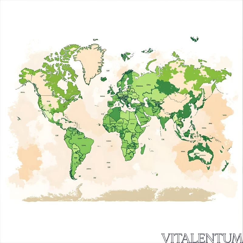 Global Map Displaying Countries AI Image