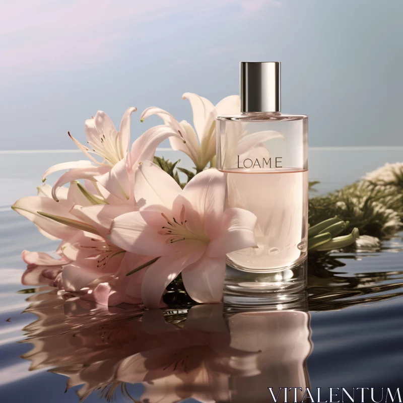 Refined Perfume Display with Lilies AI Image