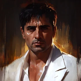 Man in White Shirt Oil Painting