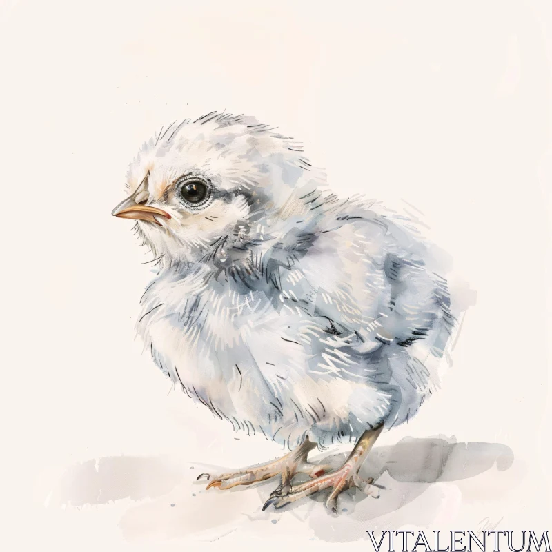 AI ART Gentle Chick in Watercolor Art