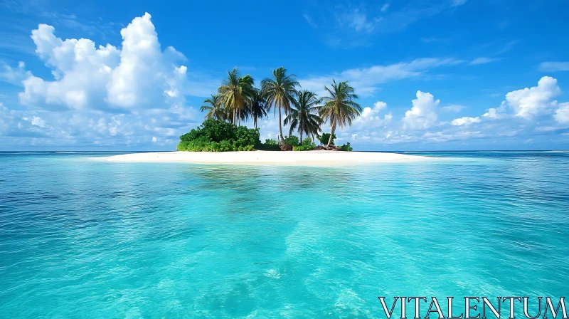 Serene Tropical Island with Palm Trees and Clear Waters AI Image