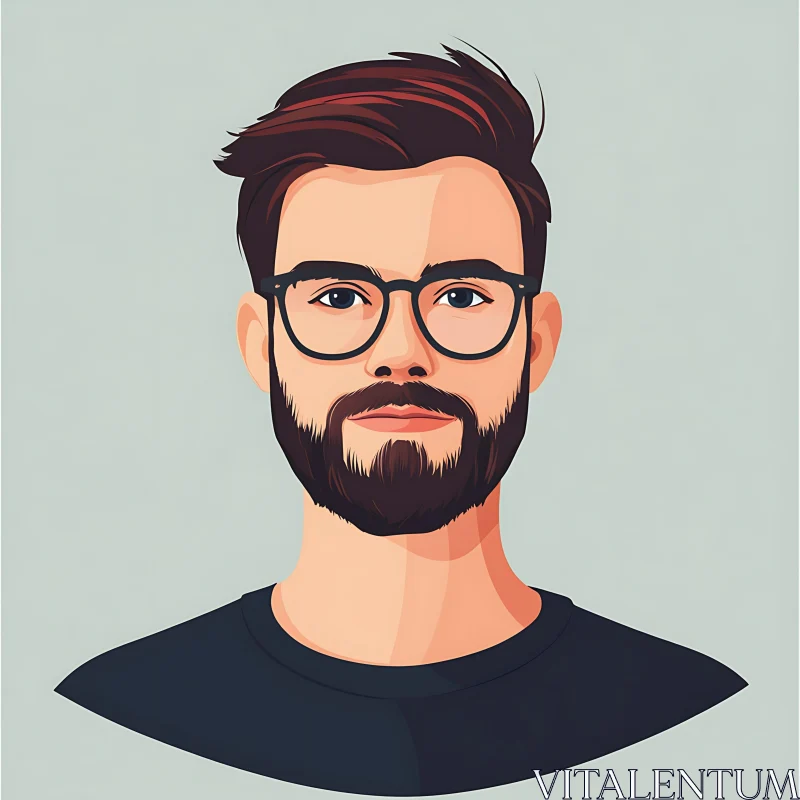 Modern Portrait of a Man with Glasses AI Image