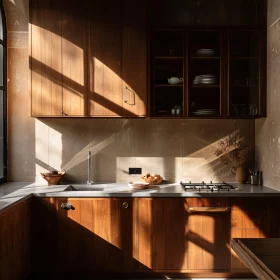 Warm Sunlit Kitchen Interior