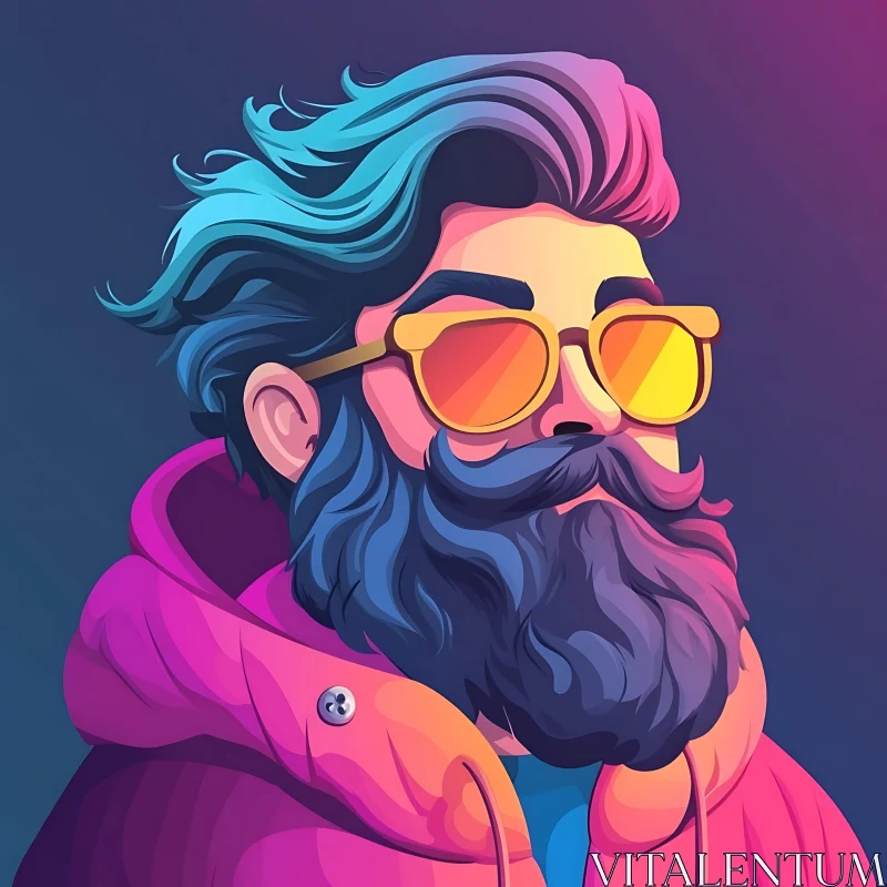 Modern Pop Art Illustration of Trendy Man AI Image