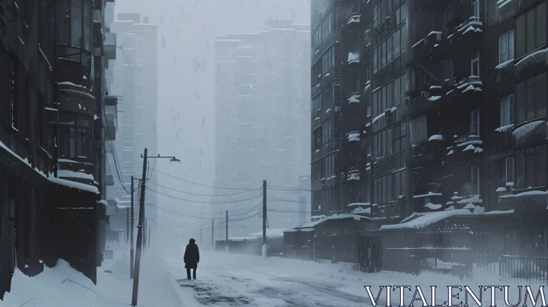 AI ART Desolate Urban Winter Scene