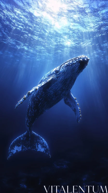 Graceful Whale Swimming Underwater AI Image