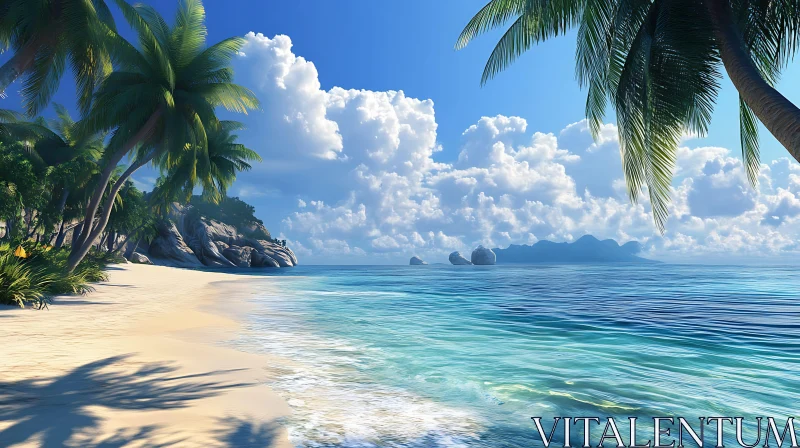 Serene Tropical Beach Scene AI Image