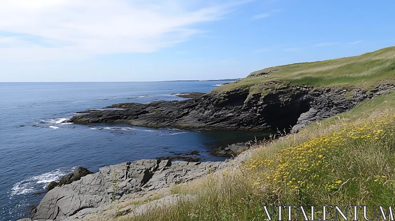 AI ART Coastal Landscape with Cliffs and Ocean View