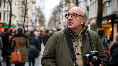 Urban Photography Enthusiast in Bustling Cityscape