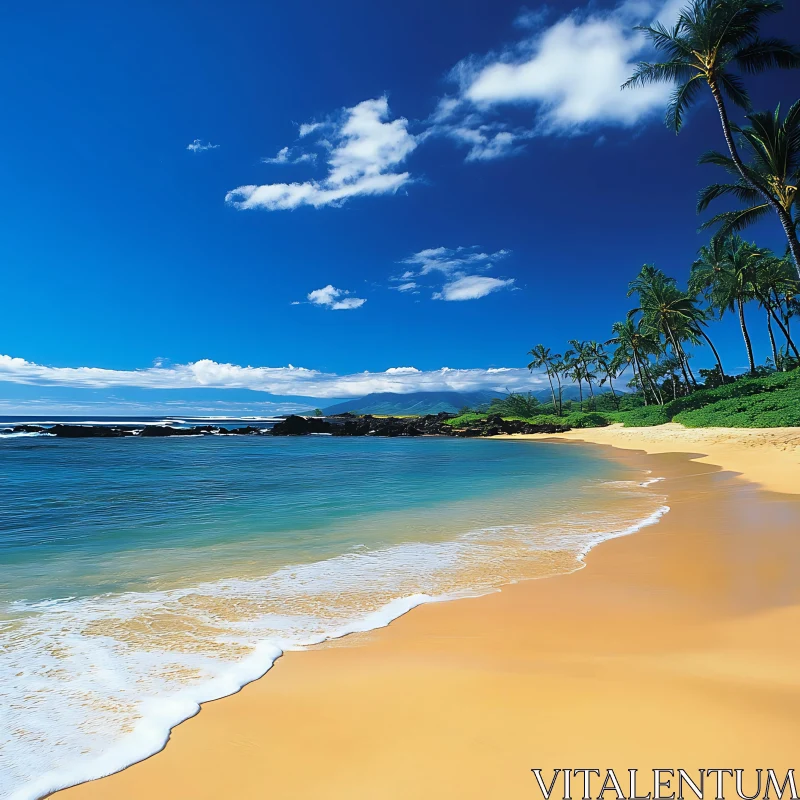 Serene Tropical Beach with Clear Waters AI Image