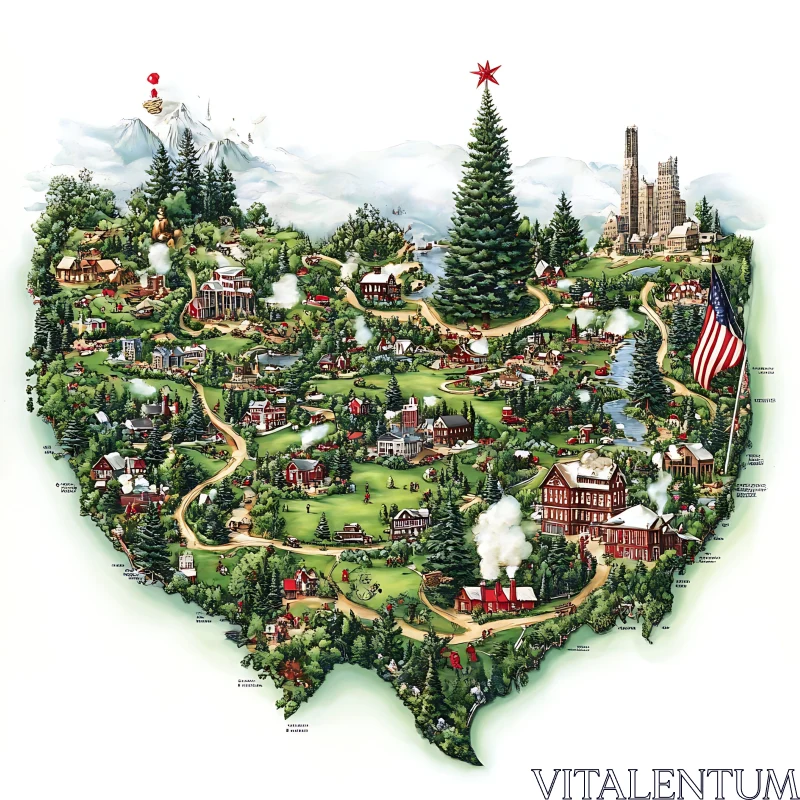 Detailed USA Map Illustration AI Image