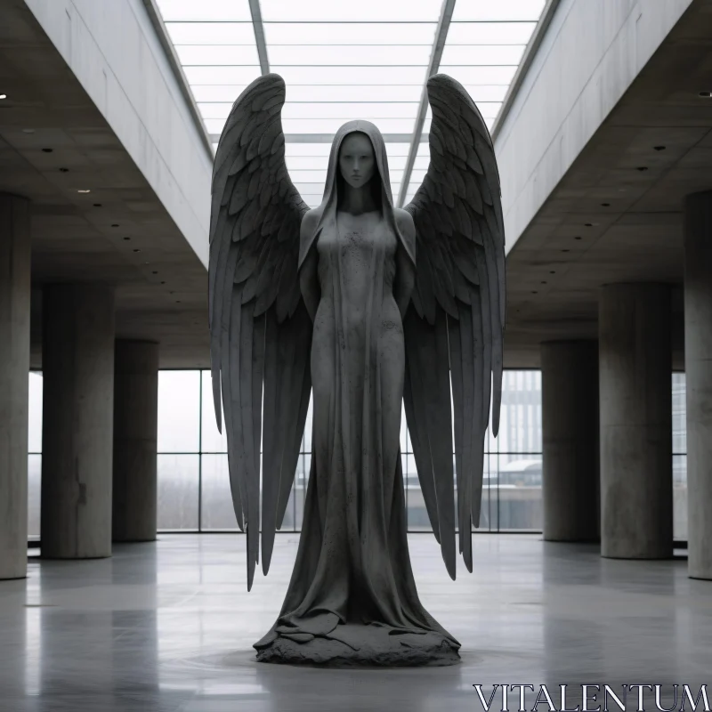 AI ART Ethereal Stone Angel Sculpture