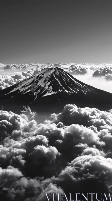 Serene Peak in Monochrome AI Image