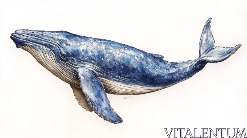 Watercolor Painting of a Humpback Whale AI Image