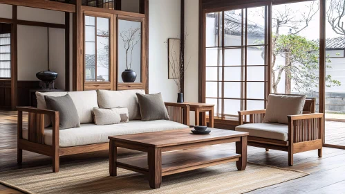 Zen-Inspired Wooden Furniture Room Design