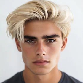 Blonde-Haired Young Man in Close-Up