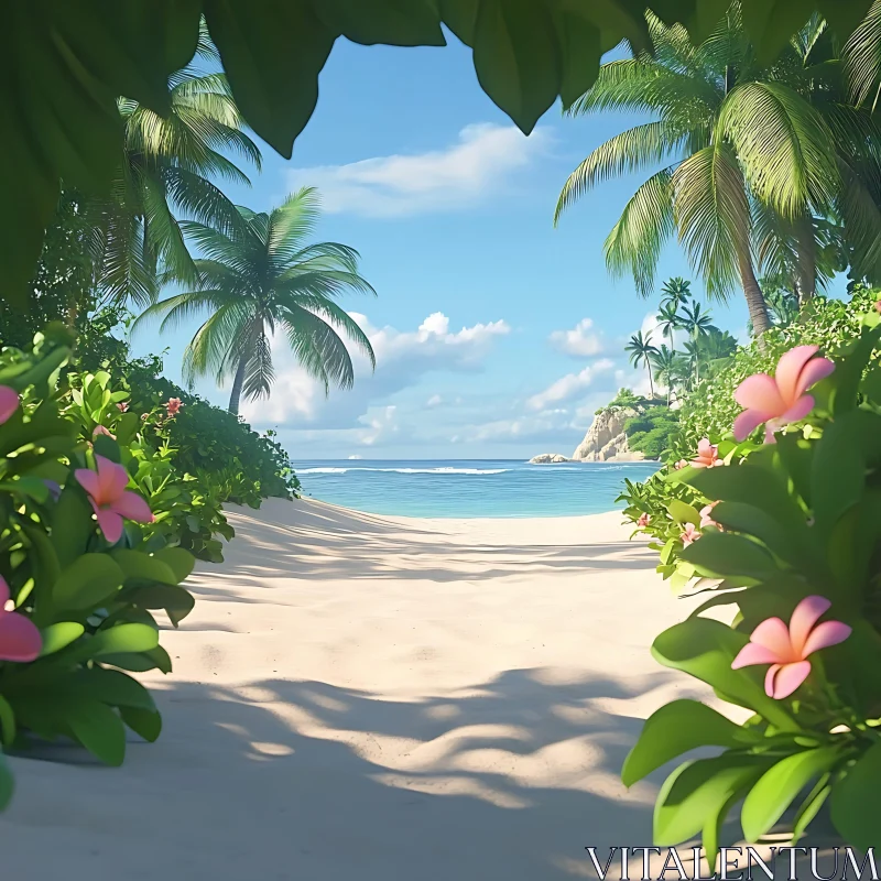 AI ART Tranquil Island Beach Oasis