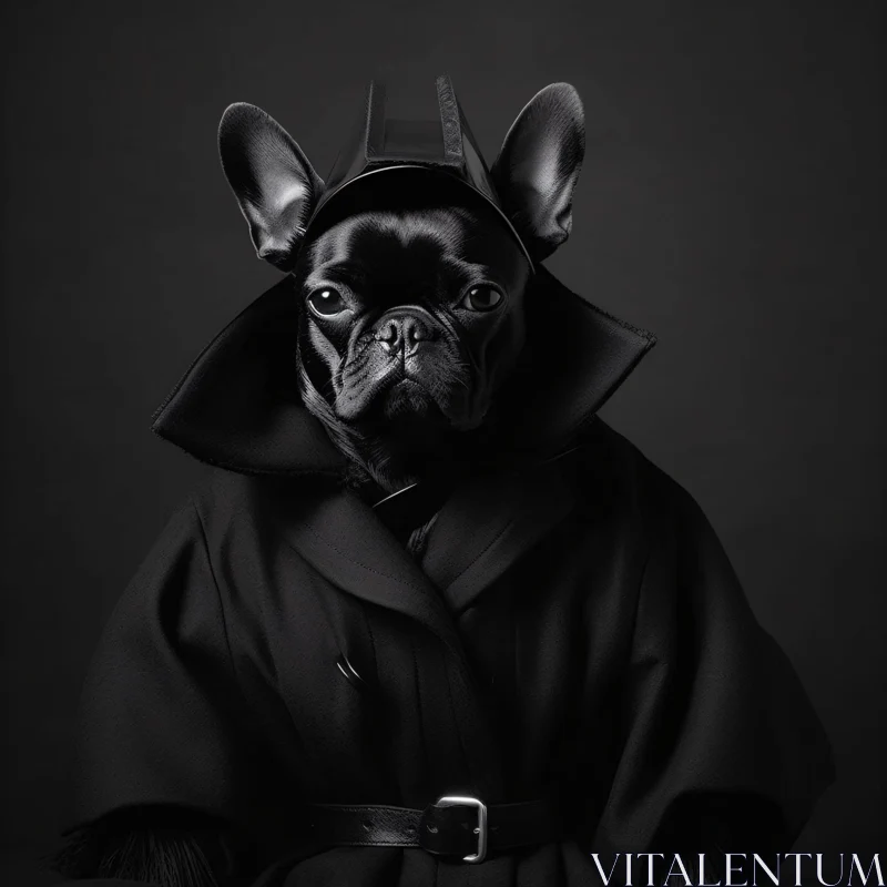 Sophisticated French Bulldog in Black Attire AI Image