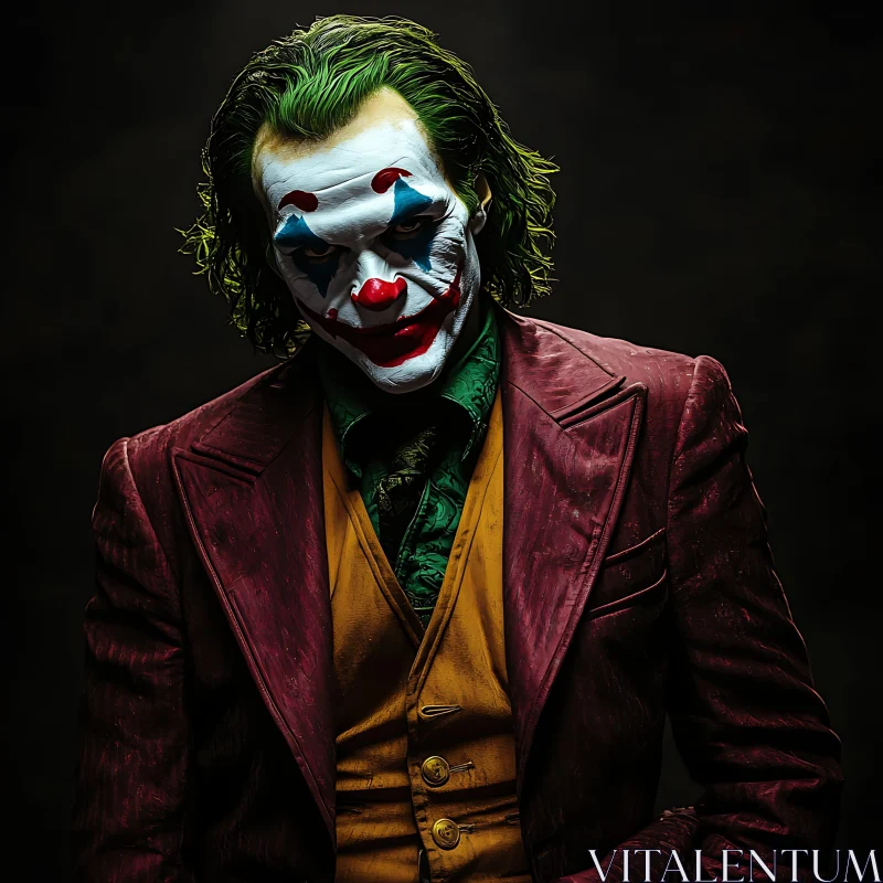 Cinematic Villain Clown Makeup and Costume AI Image