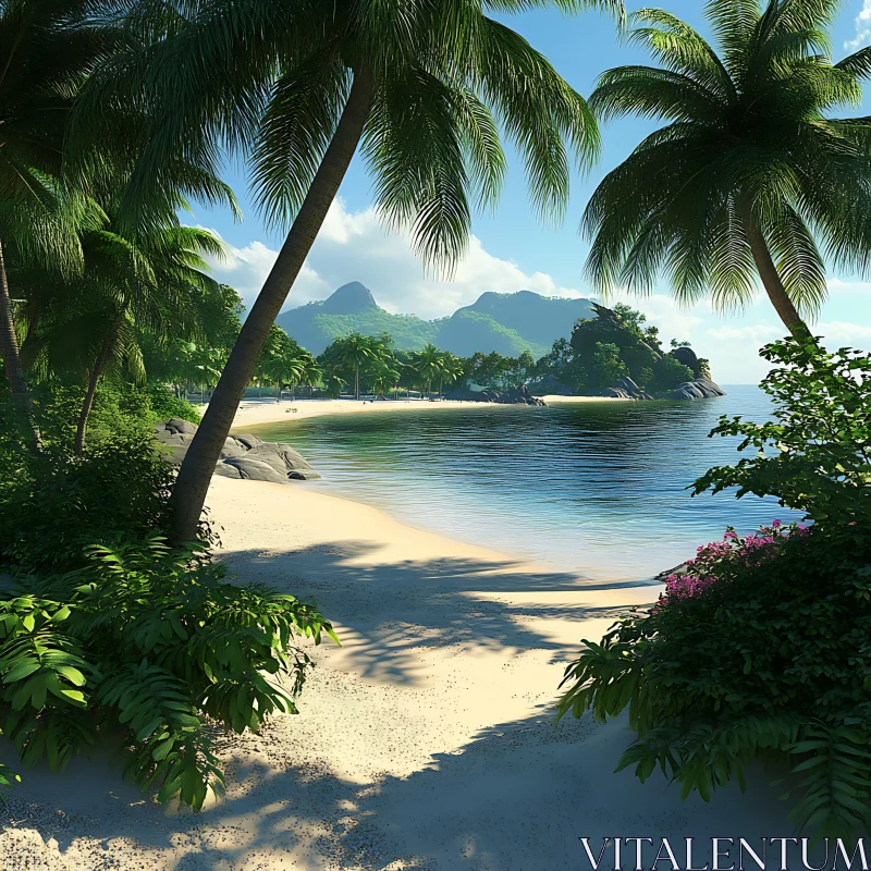 Tropical Paradise with Beach and Ocean View AI Image