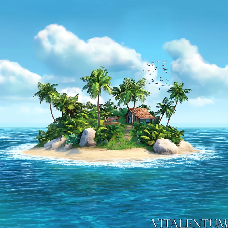 Serene Ocean Island Retreat AI Image