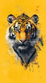 Tiger Art with Yellow Background