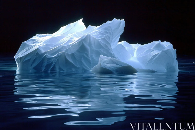 Serene Iceberg and Reflections AI Image