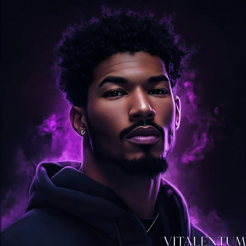 AI ART Mystical Portrait of a Man in Purple Light