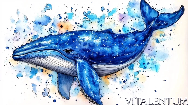 Blue Whale Marine Art AI Image