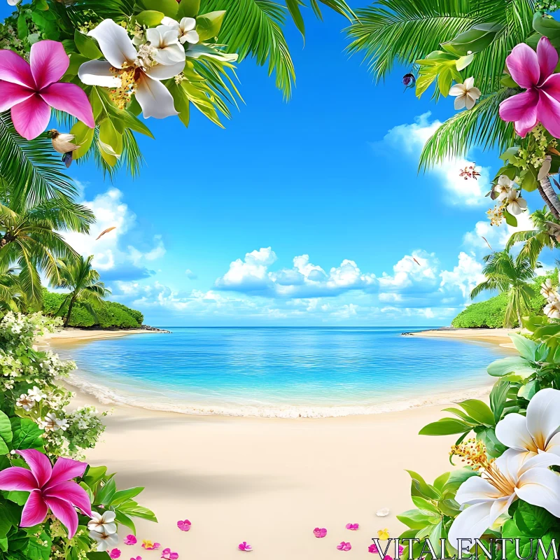 Serene Tropical Beach Paradise AI Image