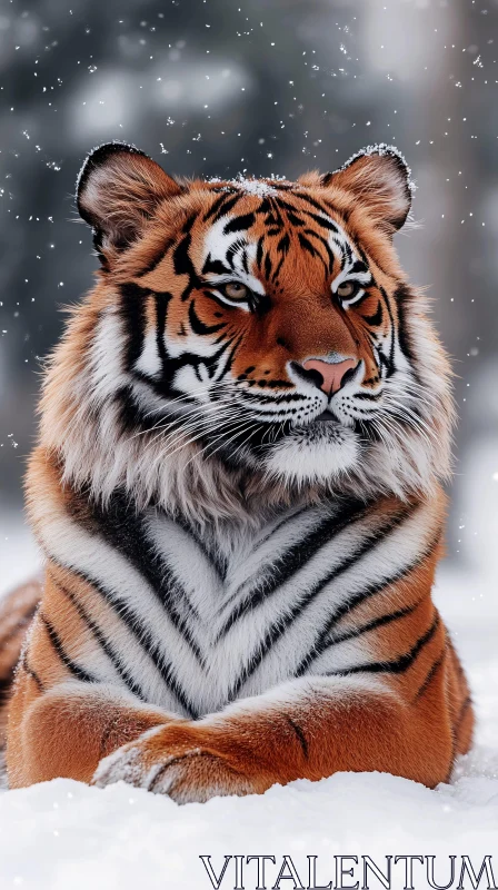 AI ART Tiger Lying in Snow