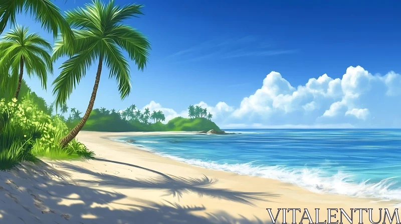 Paradise Island Beach Scene AI Image