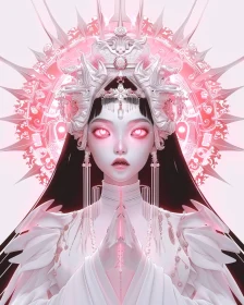 Mystical Digital Art: Otherworldly Character with Intricate Headgear